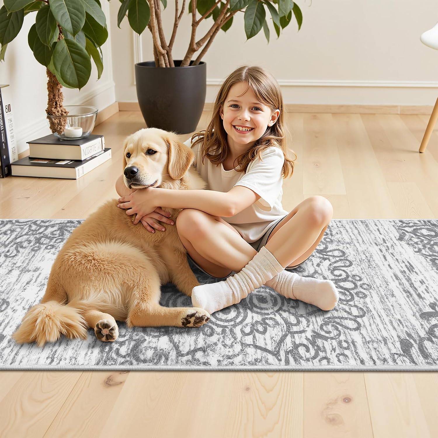 HEBE Hallway Runner Rug 2'x6' Washable Vintage Kitchen Rugs Non Slip Laundry Rug Runner Distressed Boho Floor Carpet Runners for Hallways Entryway Laundry Room Kitchen Bathroom - Image 6