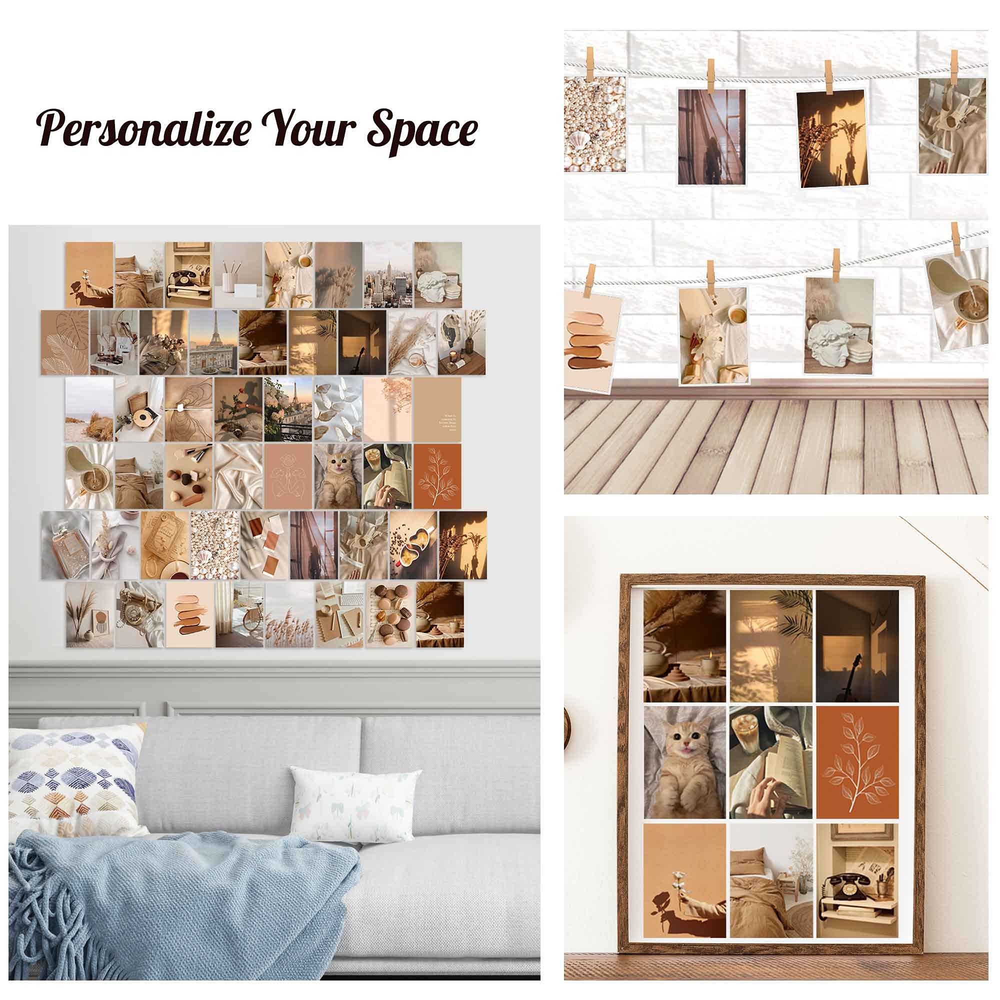 Pollenzic 50PCS Beige Wall Collage Kit Aesthetic Pictures, Wall Decor