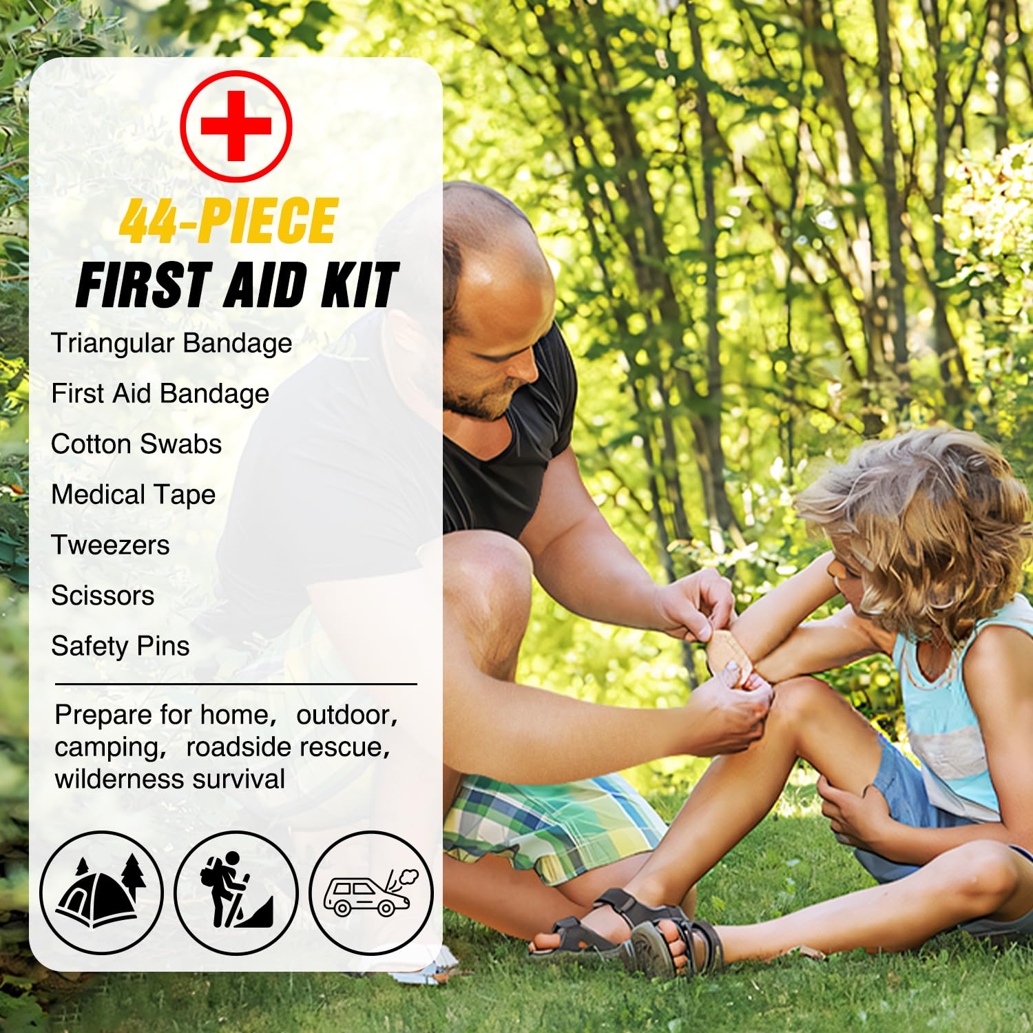 Nilight Kit de Emergencia para automóvil con Cable de Puente compresor de Aire reparación de neumáticos Herramientas Esenciales y 44 Piezas botiquín de Primeros Auxilios, Asistencia de Seguridad en