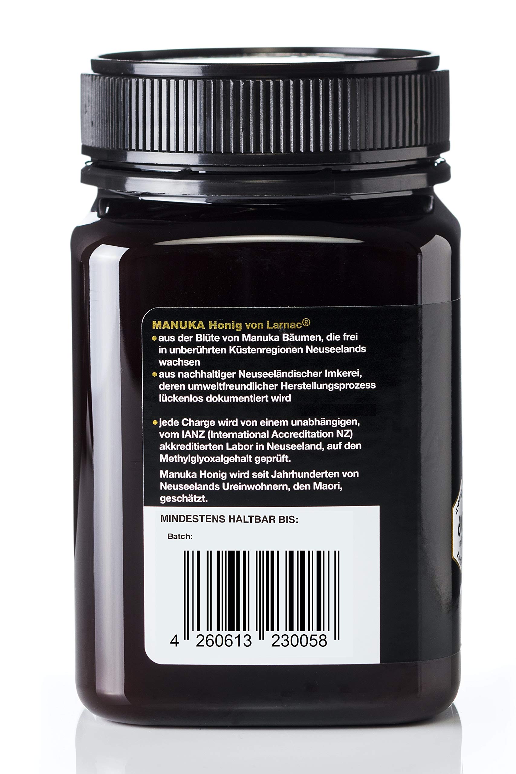 Larnac Manuka Honig 420+ MGO aus Neuseeland, 500g, zertifizierter Methylglyoxalgehalt