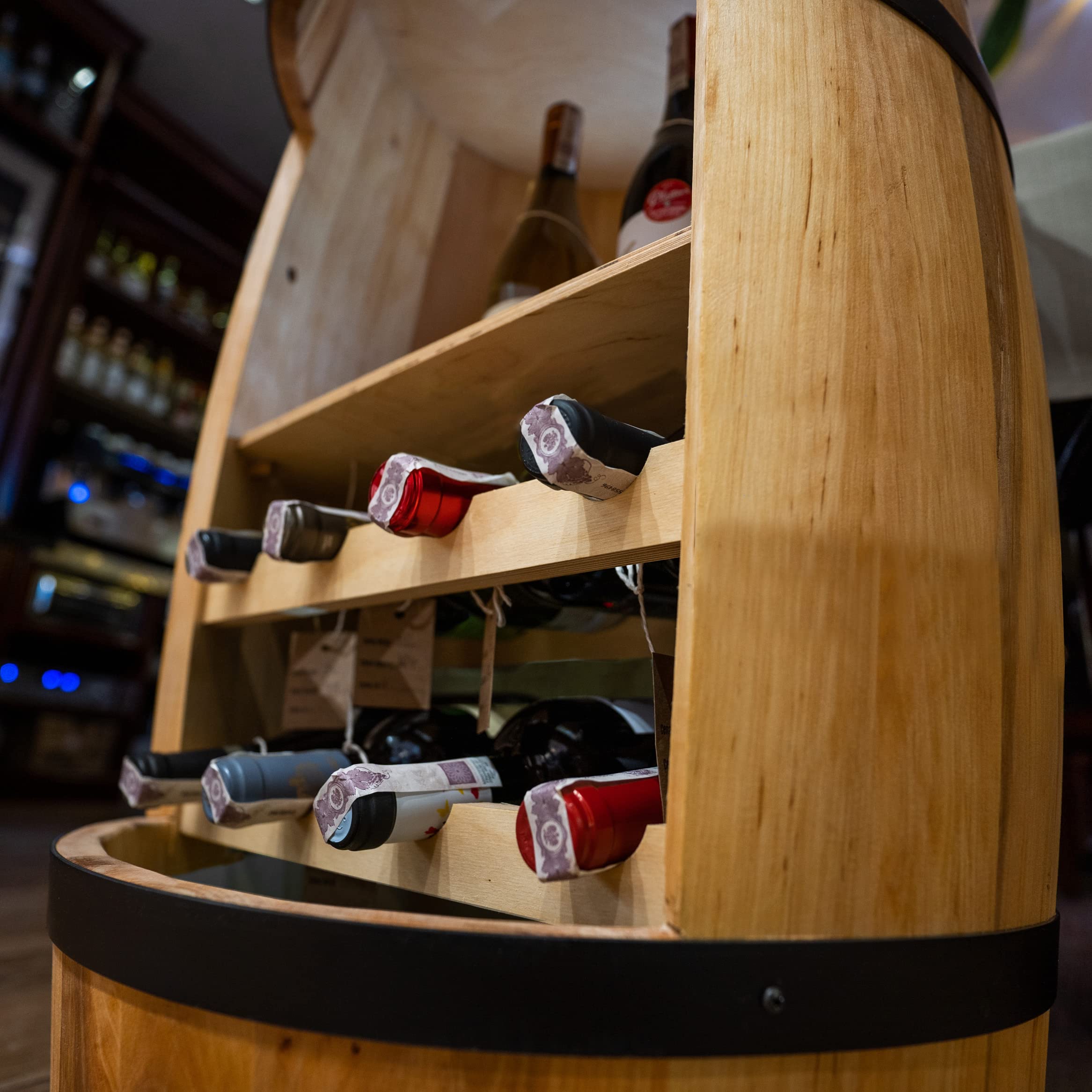 CREATIVE COOPER Cantinetta per vino – Mini Bar – Alcol – Barile di vino – Barile – Vino bar – Altezza: 80 cm – Scaffale decorativo retrò – mobili da botte (Quercia) – regalo per un uomo
