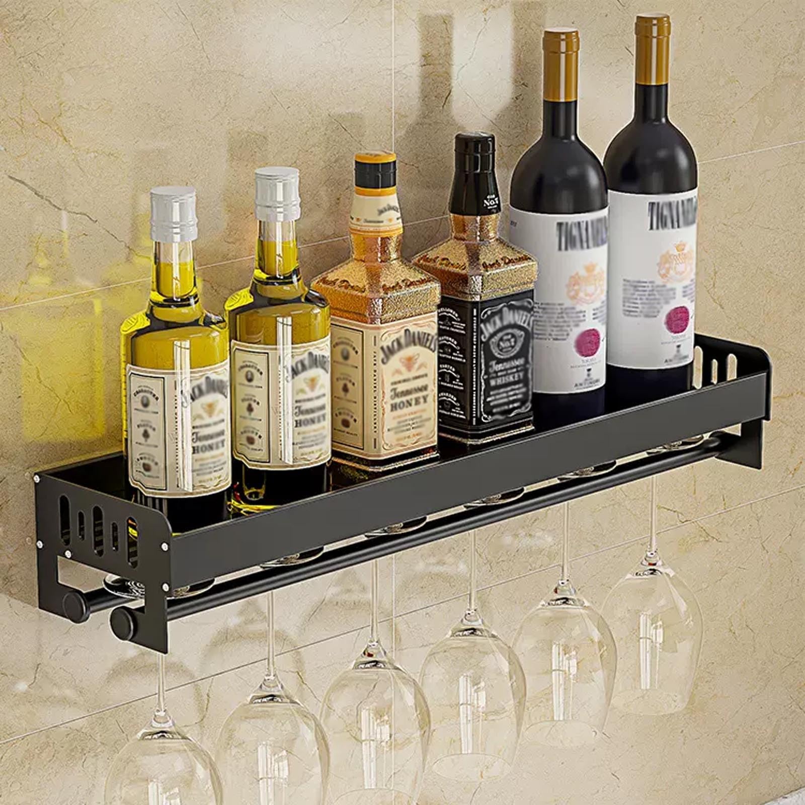 Support de rangement multifonctionnel mural pour bouteille et verre