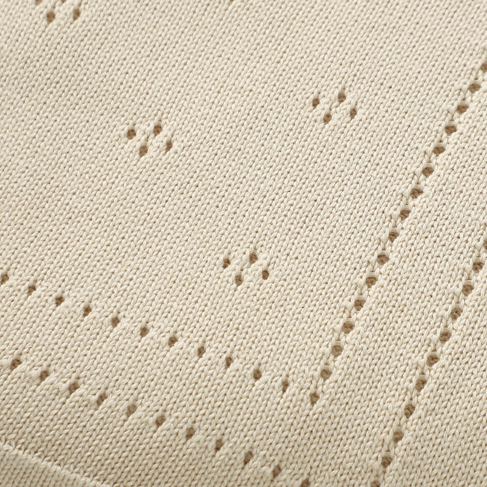 Coperta per neonati in 100% cotone, lavorata a maglia, morbida, lavorata all'uncinetto, per neonati, ragazze, bambini, con bordo adorabile (cammello)