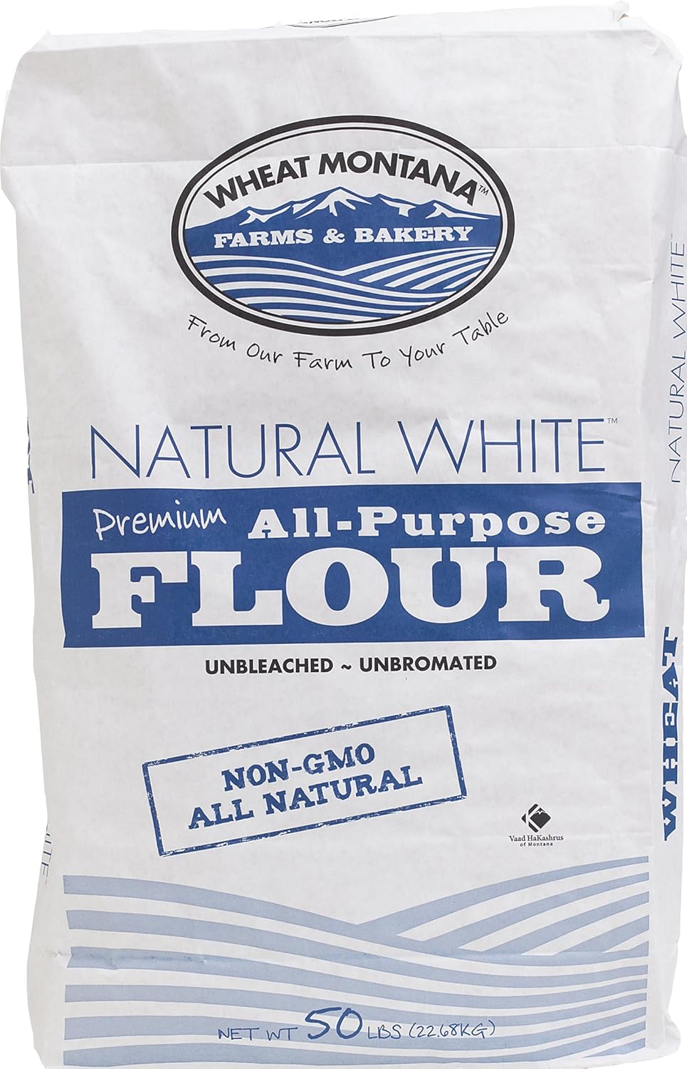Wheat Montana Natural White Flour 50 lb - Non-GMO, Unbleached Unbromated All-Purpose High Protein Baking Flour
