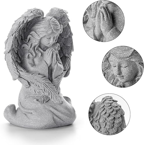 Miniatura 8 de Figura de ángel rezando, figura esculpida pintada a mano, estatua de alas de ángel para decoración del hogar o jardín, regalos de primera comunión