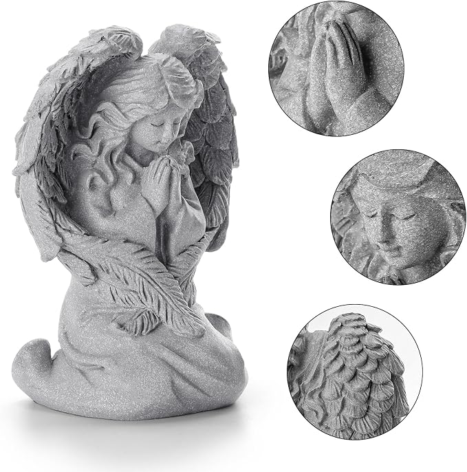 Figura de ángel rezando INLOMEM de 4.3 pulgadas para decoración o jardín miniatura 3