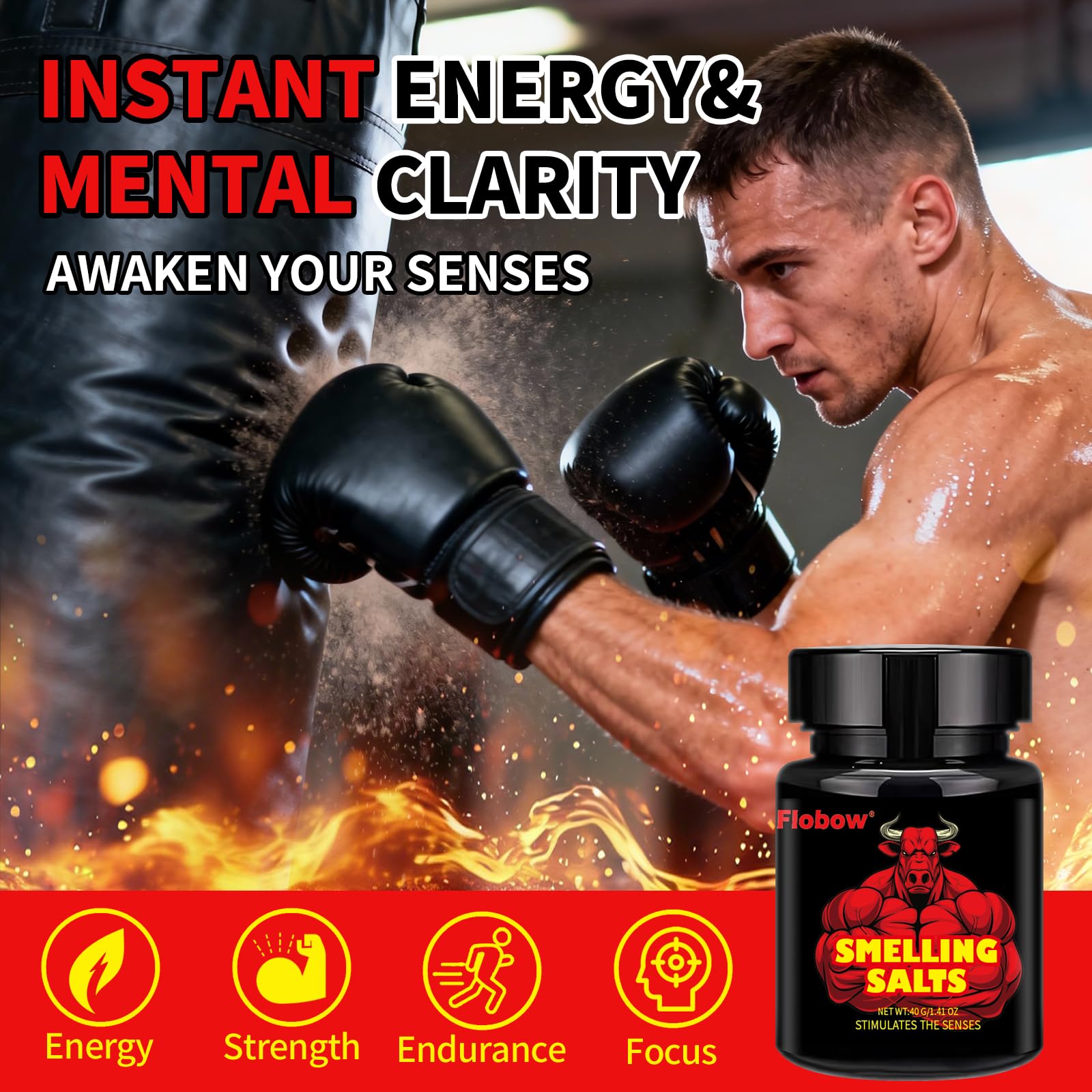 FIobow Smelling Salts for Athletes in Hockey, Potent Wake Up for Athletes in Weightlifting and Powerlifting, Activate Before Smelling, Instant Energy, Enhanced Focus & Motivation 40 g in 1 Bottle-NE1 — view 6