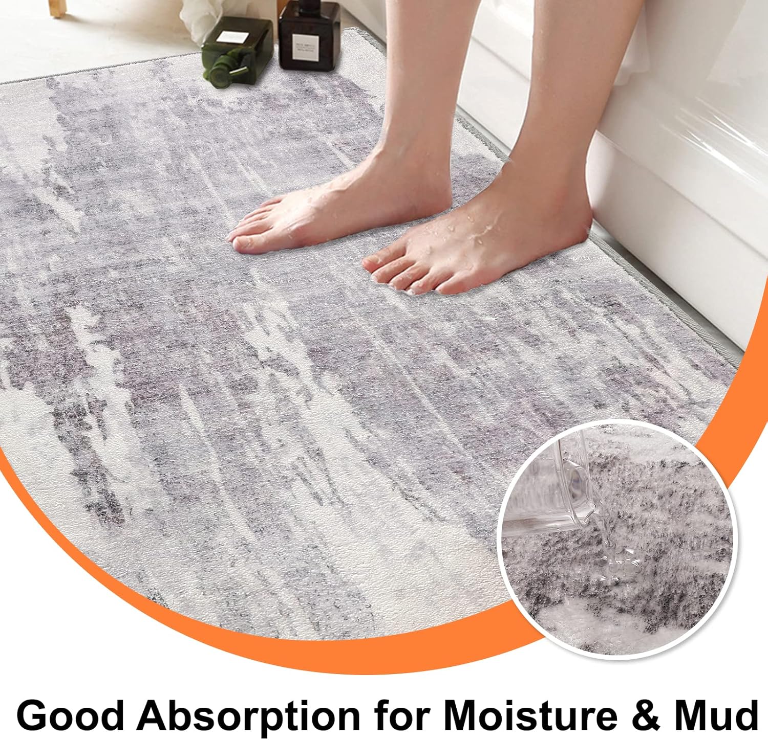 CRISTGEE Door Mat, Front Indoor Door Mat Faux Wool Non-Slip Entryway Rug Absorbent Abstract Throw Rug for Indoor Entrance Hallway Laundry Room, High Traffic Areas, 24X48 Inches, Gray Washable