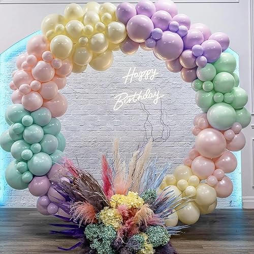 Vista 121 de Juego de 84 globos rosa claro, guirnalda de arco de 5 pulgadas + 12 pulgadas + 18 pulgadas, globos de color rosa pastel, globos de feliz cumpleaños