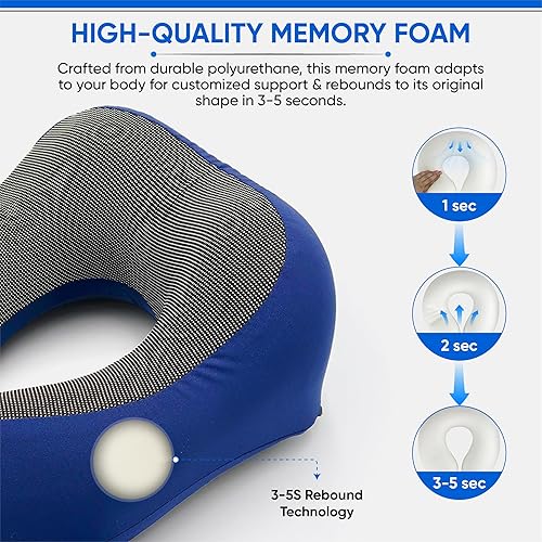 Miniatura 3 de W.S. Sells - Almohadas de cuello de viaje para aviones, espuma viscoelástica pura con diseño ergonómico y tela transpirable, almohadas de viaje para