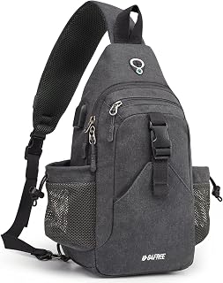 Canvas Sling Bag Crossbody Shoulder Backpack with RFID Blocking, Hiking Daypack Chest Bag for Women Men