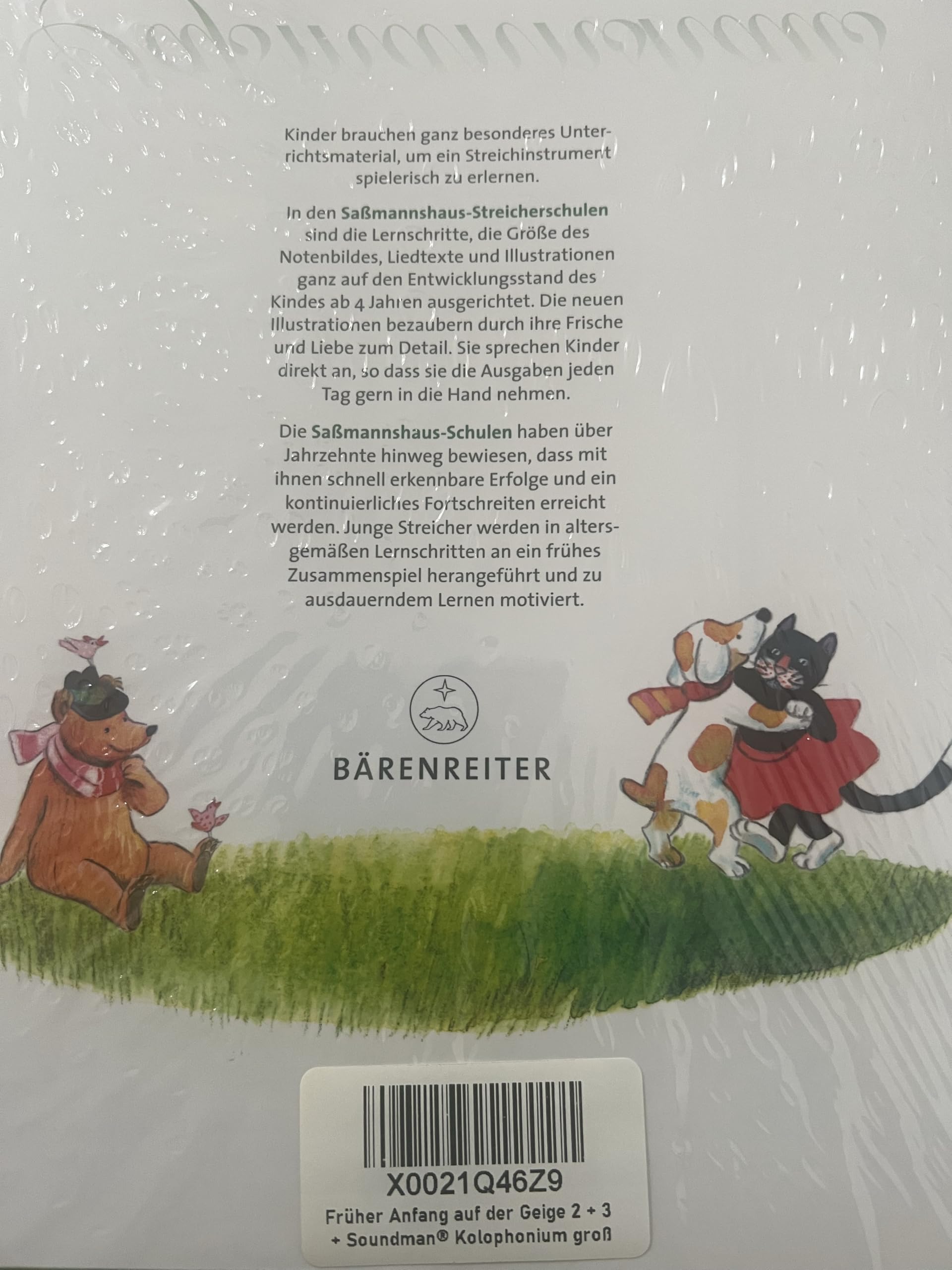 Früher Anfang auf der Geige Band 2 + 3 | Eine Violinschule für Kinder | Saßmannshaus | BA09672 + BA09673 | Bärenreiter Verlag | ISMN 9790006536474 + 9790006536467 | Soundman Kolophonium