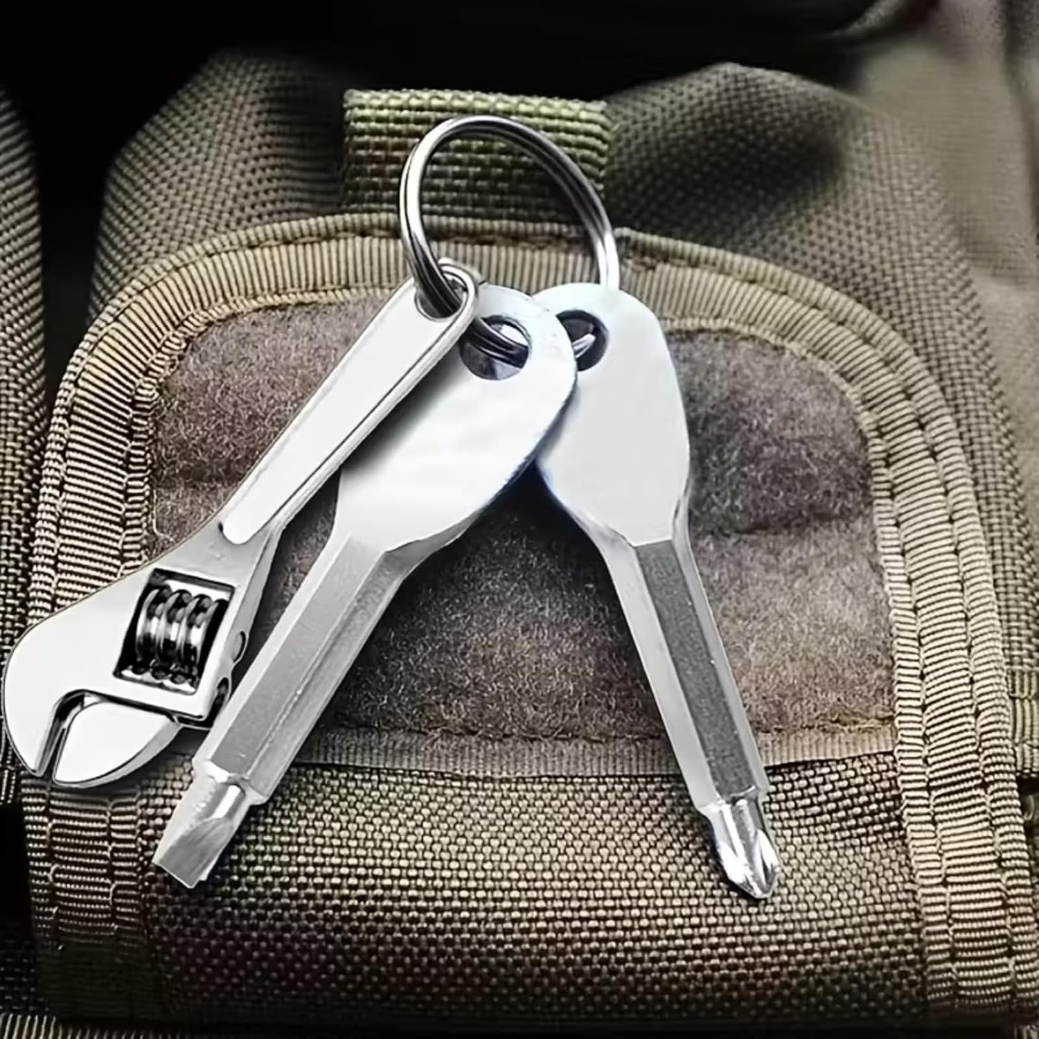 Mini Multifunctional Pocket Repair Tool Set: Includes 3 Portable Screwdrivers And A Handle Keychain. Also Features Adjustable Wrench for Car, Bicycle, And Motorcycle Repairs