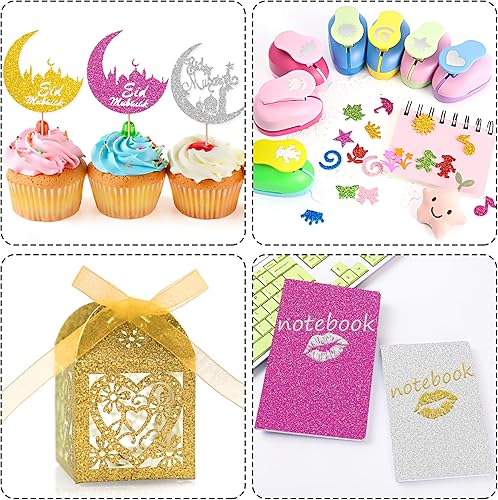 Miniatura 73 de 24 hojas de papel de cartulina con purpurina blanca, papel brillante A4 de primera calidad para álbumes de recortes, proyectos de bricolaje, Blanco