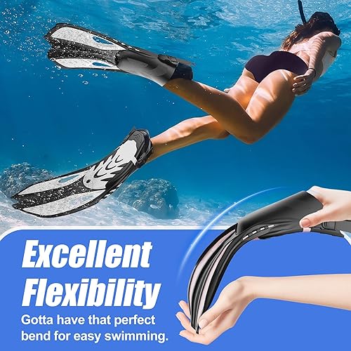 Miniatura 4 de Aletas de esnórquel, aletas de natación, tamaño de viaje, cortas, ajustables, para esnórquel, buceo, adultos, hombres y mujeres, aletas de natación