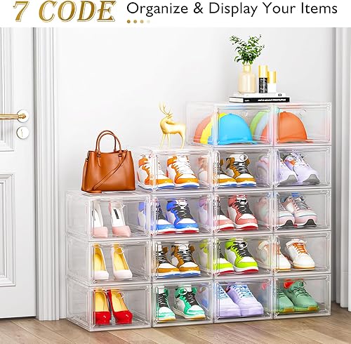 Miniatura 4 de Organizador grande de cajas de zapatos transparentes Material más grueso caja de zapatos más fuerte con puerta magnética, caja de almacenamiento