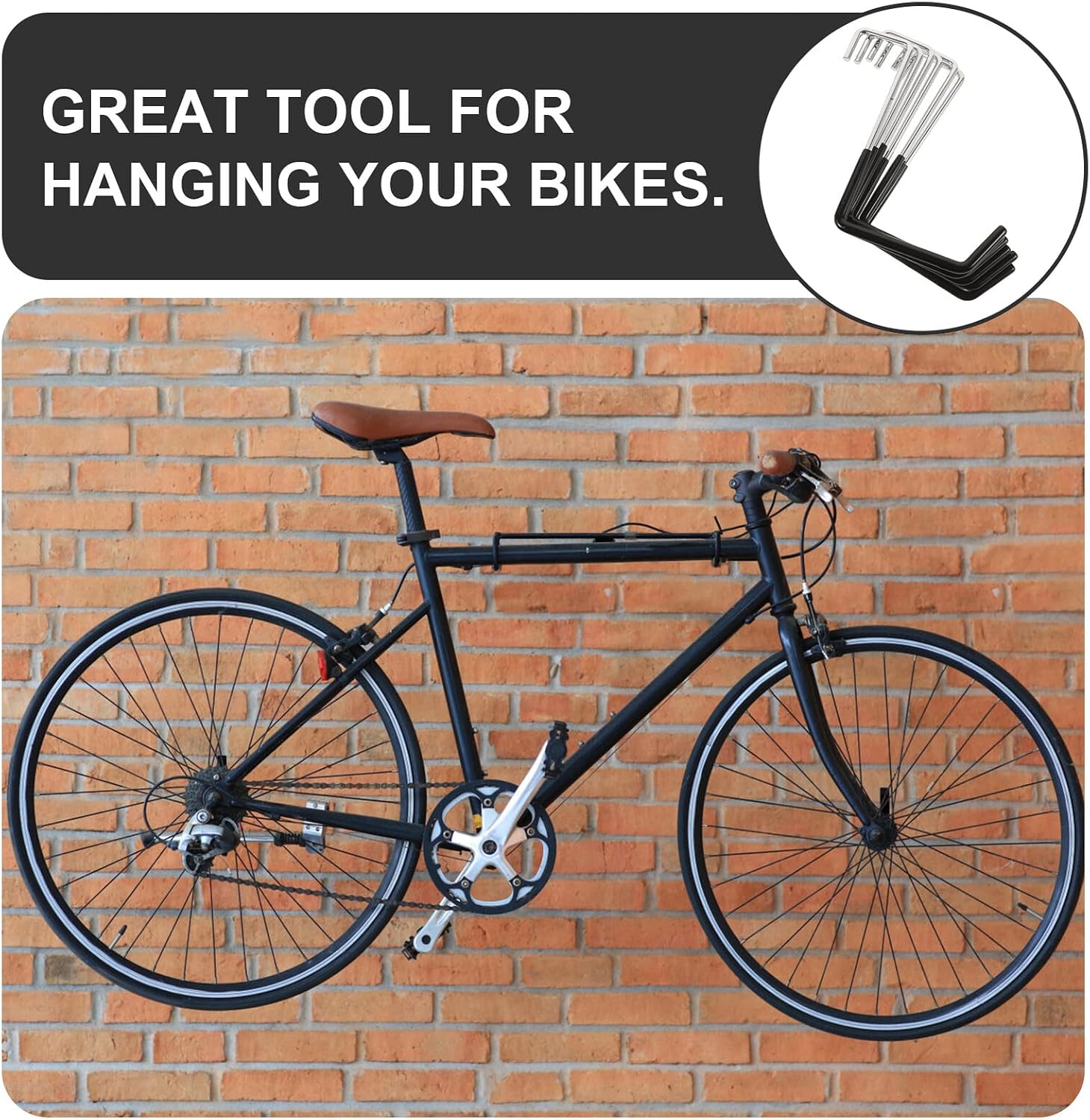 Hemobllo 6pcs Heavy Duty Wall-Mounted Storage Hanging Hooks for Garage and Yard Tools, Utility Wall Mount Storage Hooks for Bikes, Garden Tool Racks, No-Nail Installation Attachments