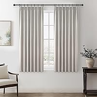 Vista 68 de Cortinas opacas térmicas 100% de 84 pulgadas de longitud, juego de 2 paneles para dormitorio, cortinas de ventana de lino con pinzas plegadas