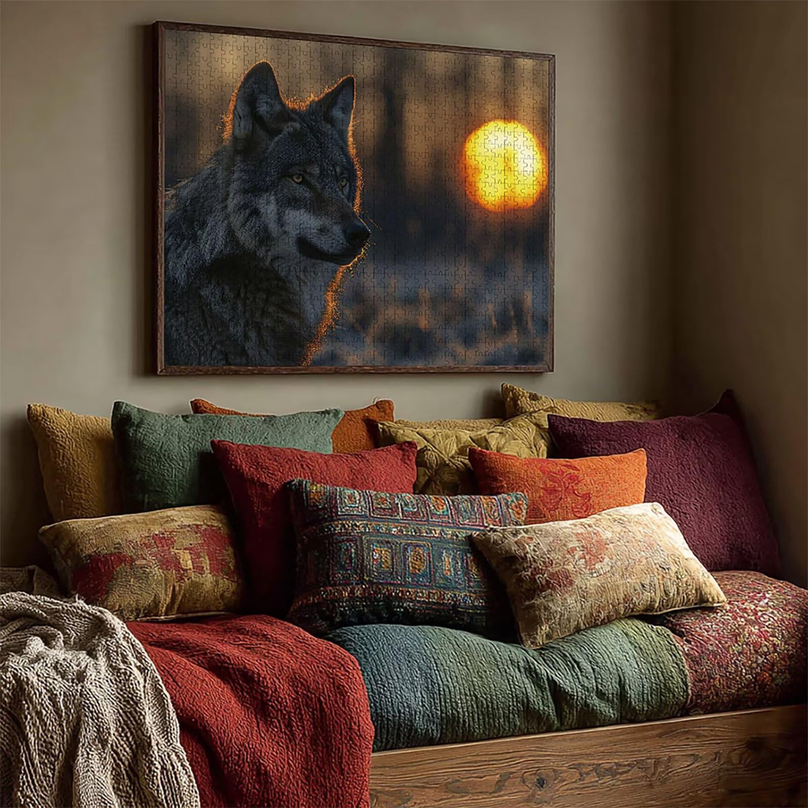 Puzzle Arte con Scatola Tramonto, Wolf Puzzle Legno 5000 Pezzi Adulti 156x105cm, Attività di Intrattenimento ad Alta Difficoltà, DIY Classici Gioco, Jigsaw Per Tutta La Famiglia, Estate Regalo, 4-3779