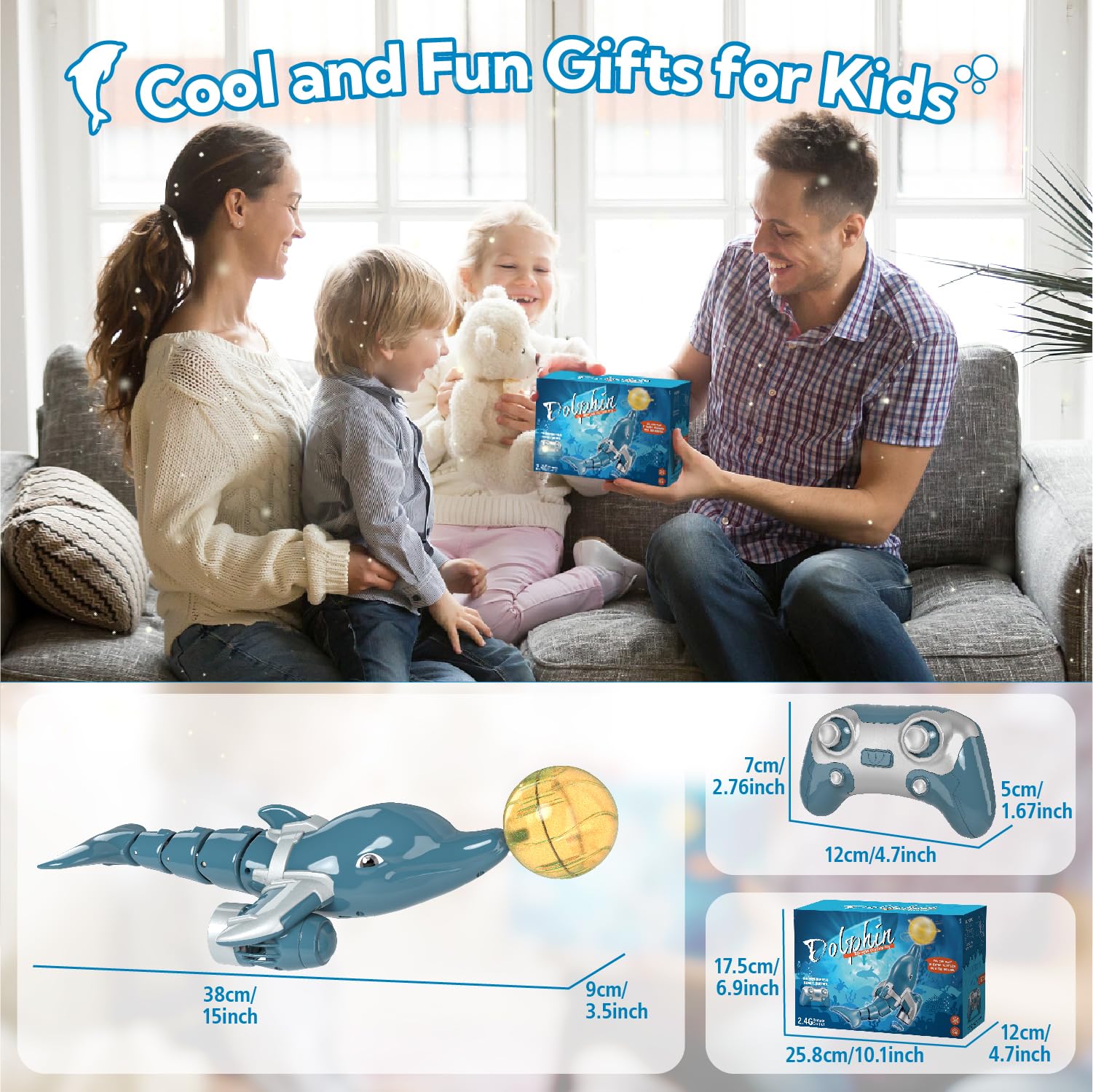 snookids Giocattolo delfino telecomandato, 2.4GHz simulazione delfino RC barca squalo telecomandato, bambini giocattolo d'acqua in estate vestito per ragazzi e ragazze
