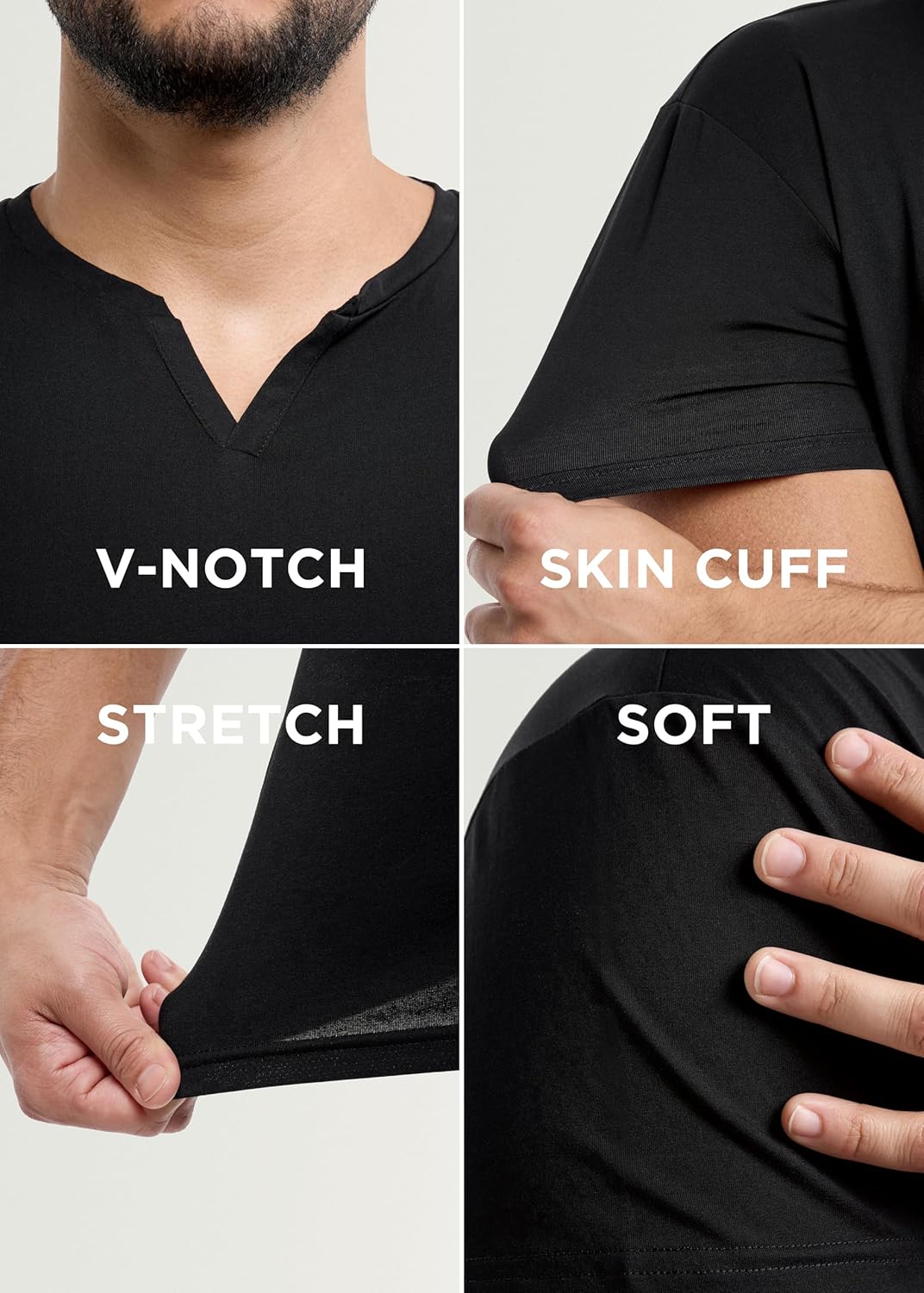 X RAY Men's Notch T-Shirt, Soft Cotton Short Sleeve Slim Fit Basic Split V Neck T Shirts for Men - Image 6