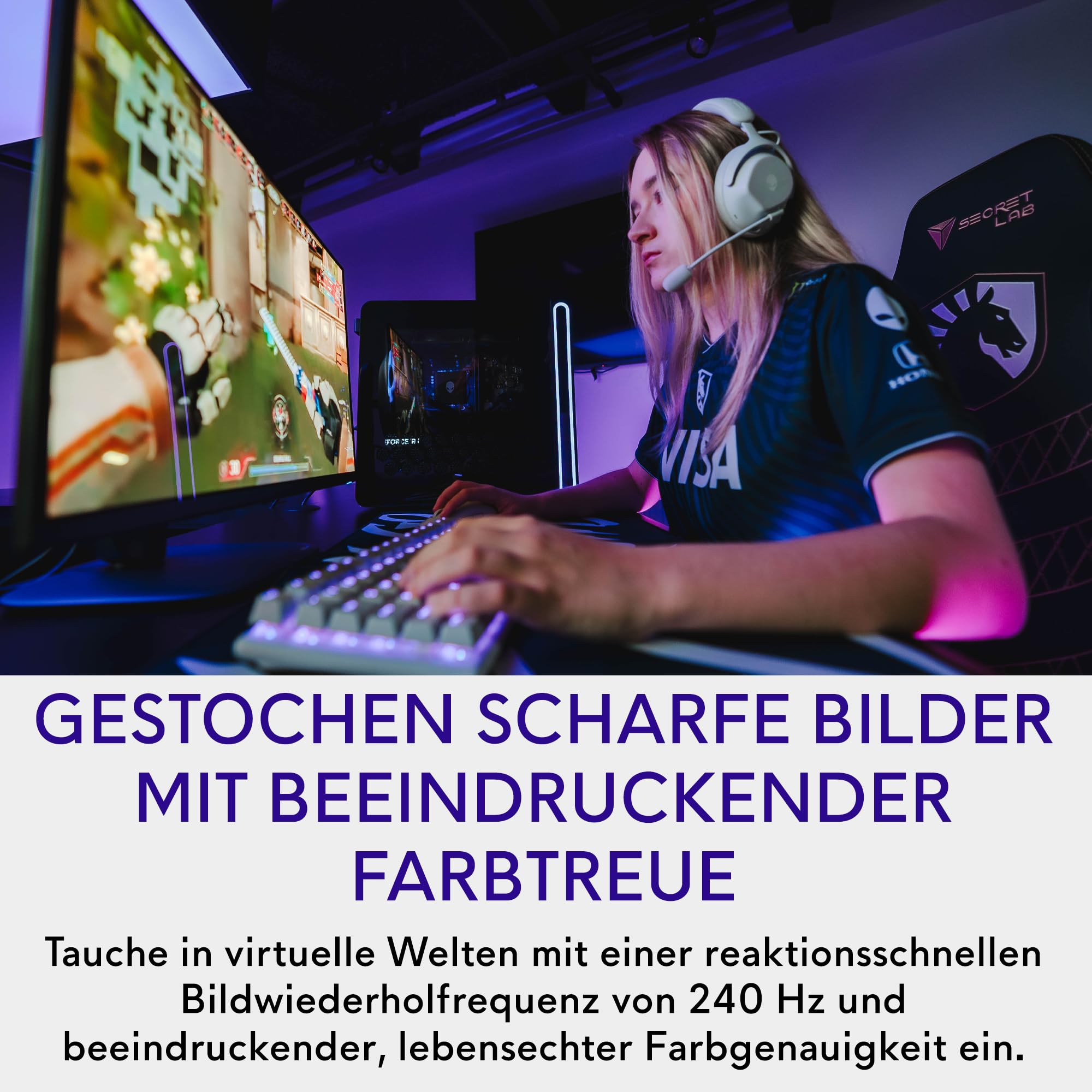 Alienware 27 Gaming Monitor AW2725Q, 3840x2160, 240Hz, QD OLED, 0.03ms | Dolby Vision, VESA DisplayHDR True Black 400, 99% DCI-P3, 1000 cd/m2, 100x100 mm, 2 HDMI 2.1, USB-C 15W, verstellbarer Stand