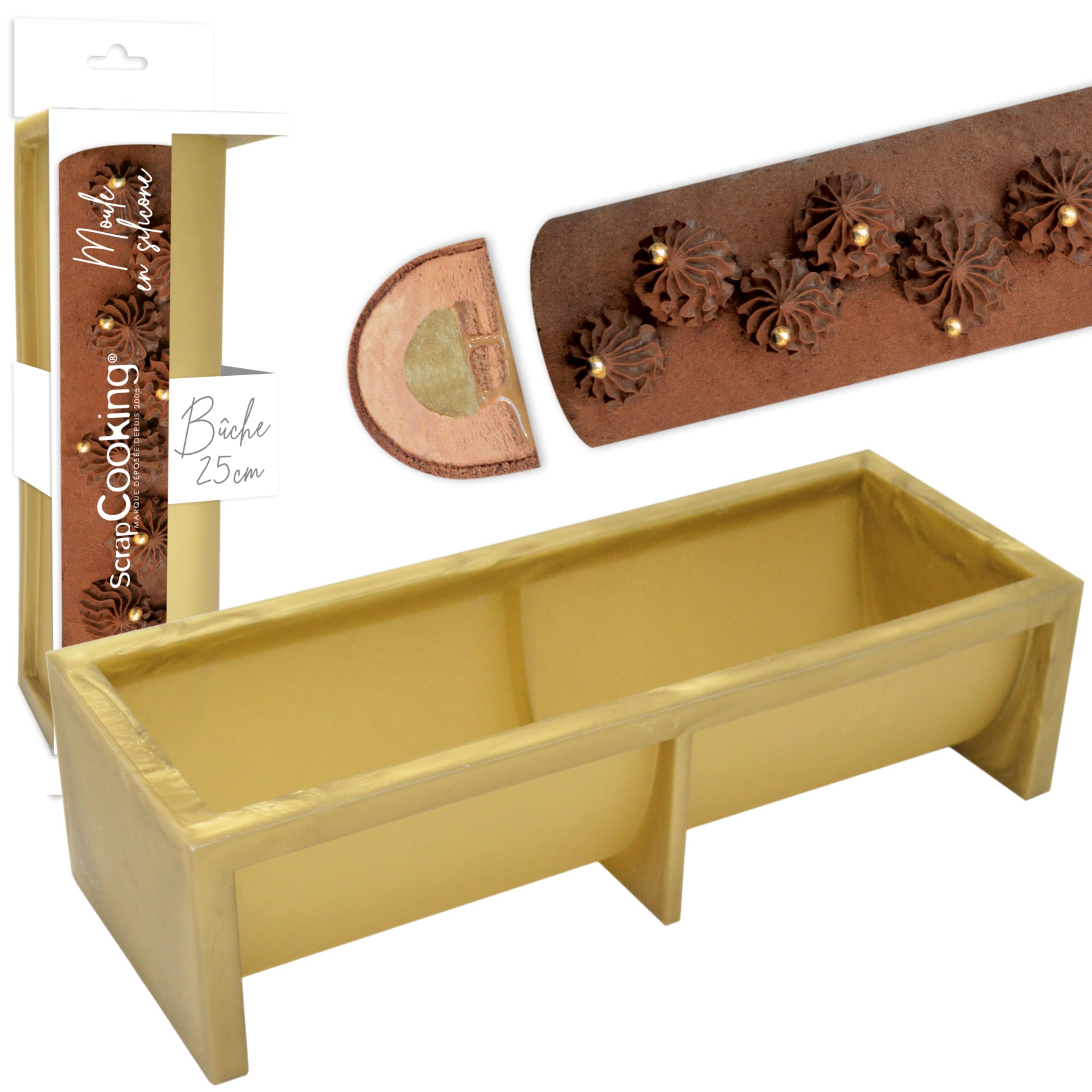 SCRAP COOKING - Moule Silicone Bûche de Noël 25 cm - 2970, Doré