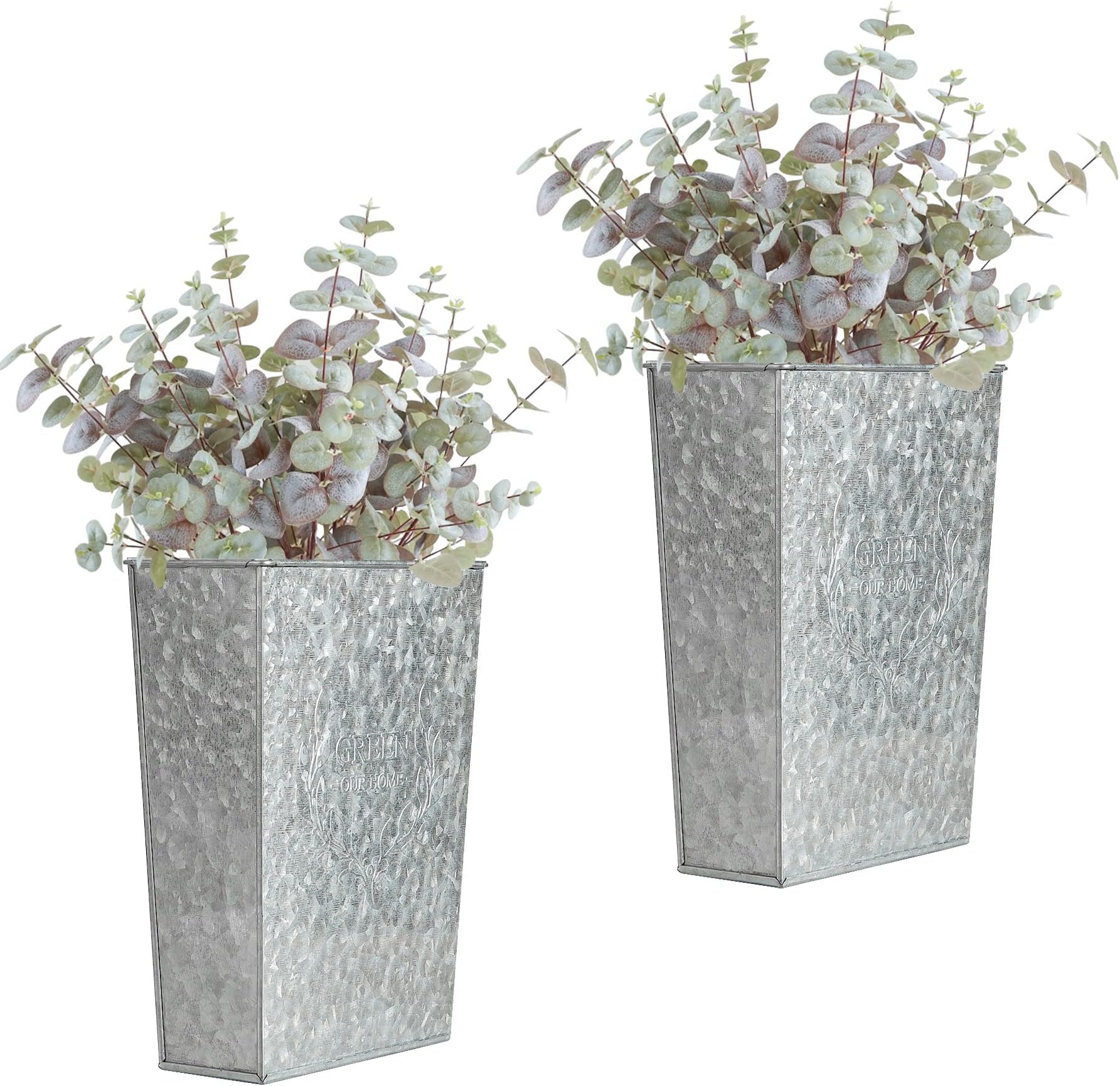 LESEN Set of 2 Farmhouse Metal Wall Planter,Rustic Wall