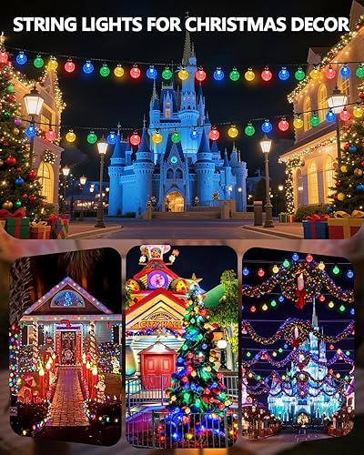 Miniatura 6 de Paquete de 2 guirnaldas de 100 luces LED solares para exteriores, luces impermeables de 64 pies con 8 modos de iluminación, decoraciones de Navidad