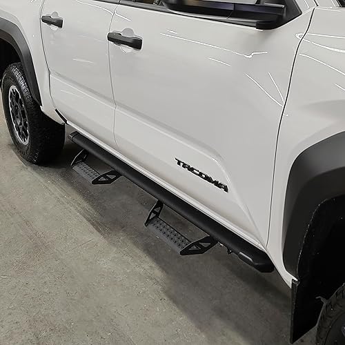 Miniatura 10 de Estribos desplegables compatibles con Tundra Crew Max Cab 2007-2021, recubrimiento en polvo negro, 3 pulgadas, estilo aro, accesorios exteriores