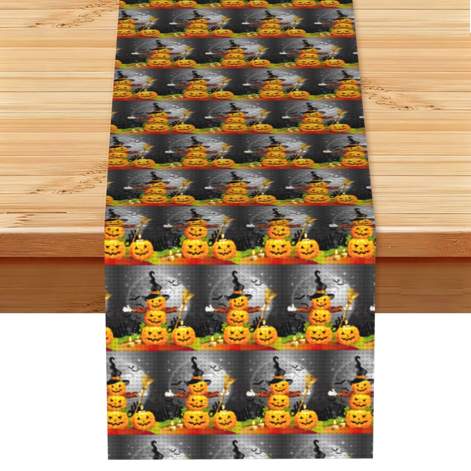 Halloween Pumpkin Stylish Printed Table Cloth, Decorative Table Runner 13x72in for Home, Party and Banquet Home Decor