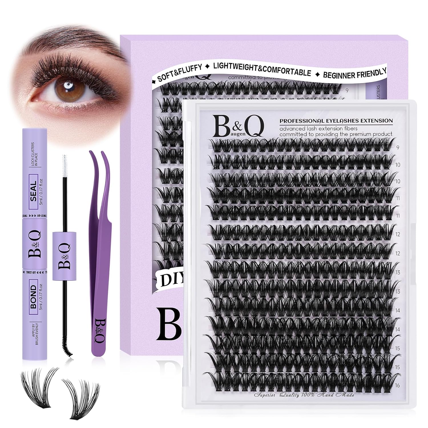 DIY Lash Extension Kit 280pcs Individual Lashes Cluster D Curl Eyelash Extension Kit Lash Clusters with Lash Bond