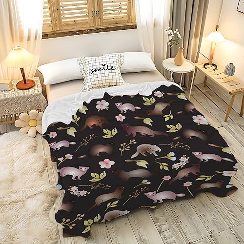 Miniatura 3 de Manta de otoño de hurón, regalo para sábana ligera de felpa cómoda, súper suave, manta de franela de forro polar, perfecta decoración del hogar para