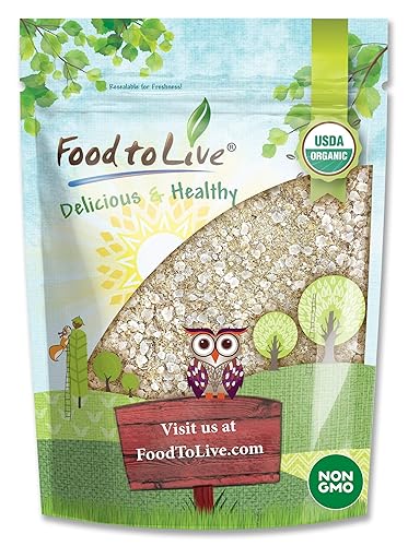 Miniatura 1 de Food to Live Copos de quinua blanca orgánica, 8 onzas  Semillas de quinua prensadas sin OMG, veganas, kosher, a granel, altas en proteínas,