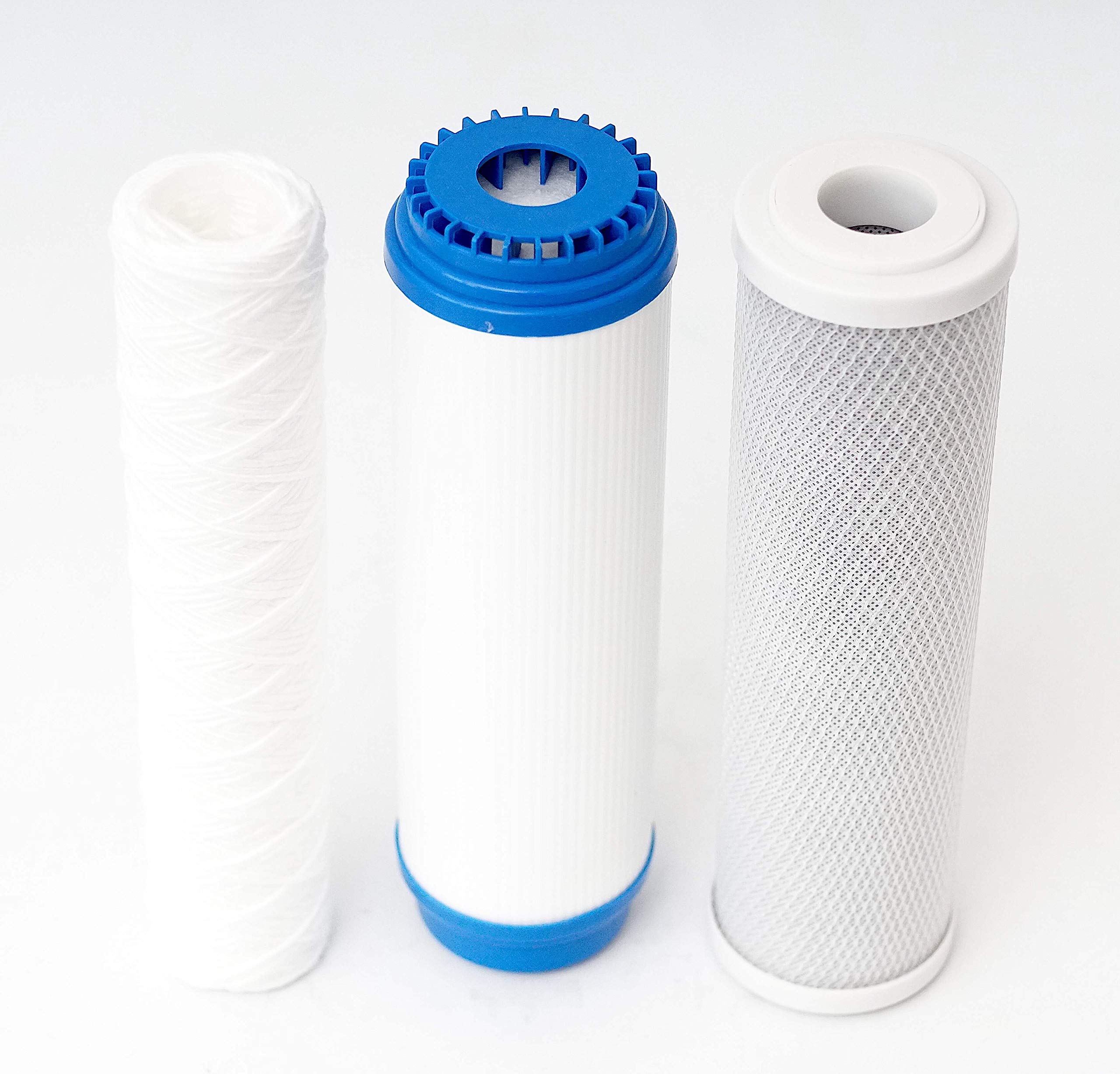 10" Premium Ersatz 3-Stufen Wasserfilter Set Aktivkohle Block Wickelfilter Sedimentfilter Schmutzfilter Osmose Kartusche Filter 5 µm​ (10)