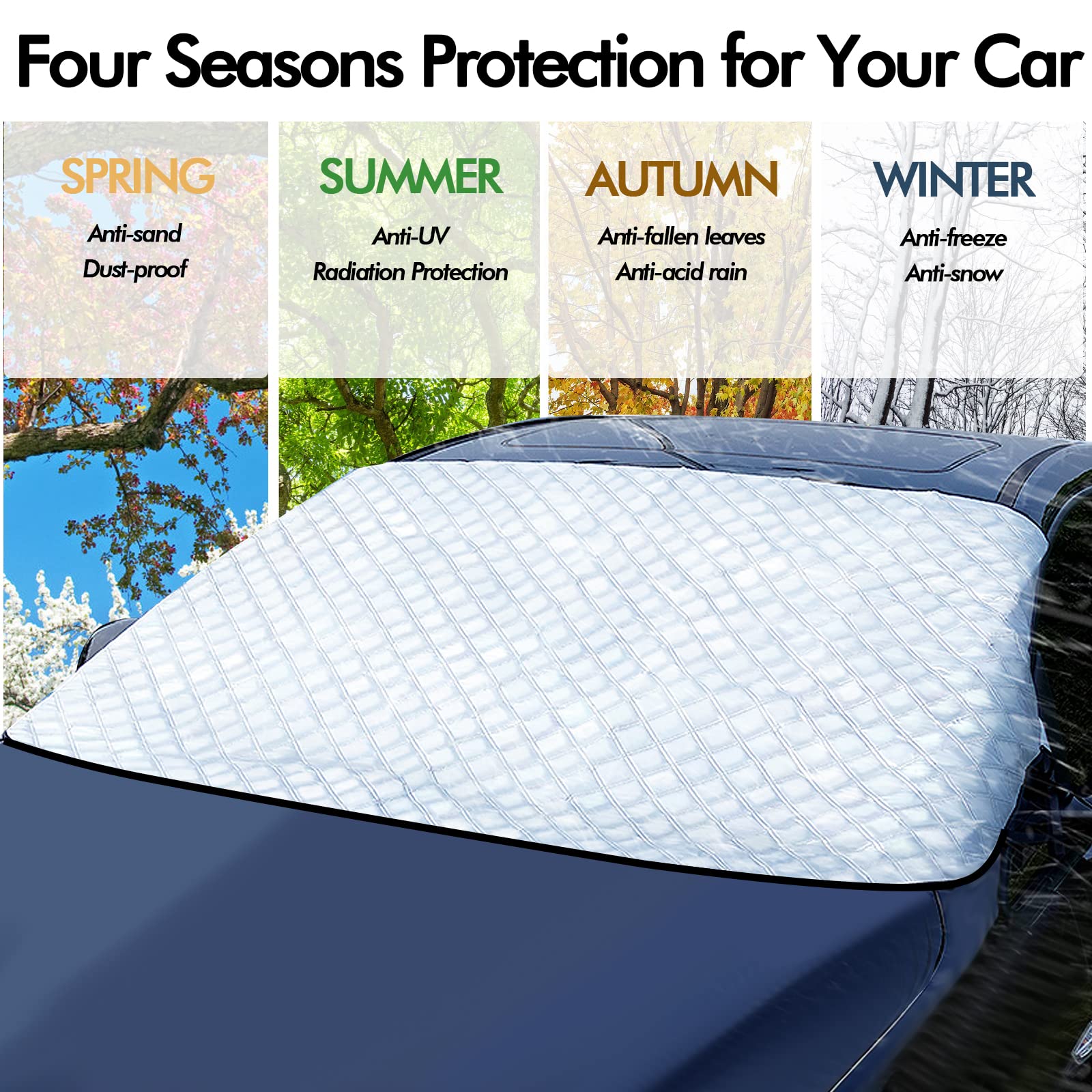 Protege Pare Brise Givre, Magnétique Protection Pare Brise Gel Universelle Couverture Pare Brise Voiture Bache Anti Givre Voiture Anti Neige Glace Soleil Protege Pare Brise Hiver 183 116cm 90690715