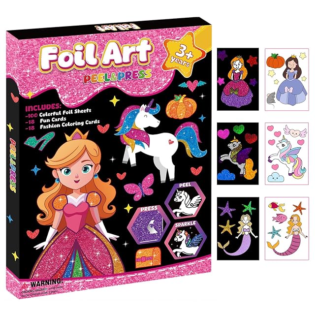 Afufu Manualidades Juguetes Niñas 4 5 6 7 8 9 Años, Kit DIY Foil Art Crafting Arte Creativo Infantil