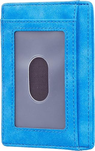 Miniatura 120 de Travelambo billetera mediana y minimalista de cuero para bolsillo frontal, con bloqueo de interferencia de radiofrecuencia, Verde, Minimalista