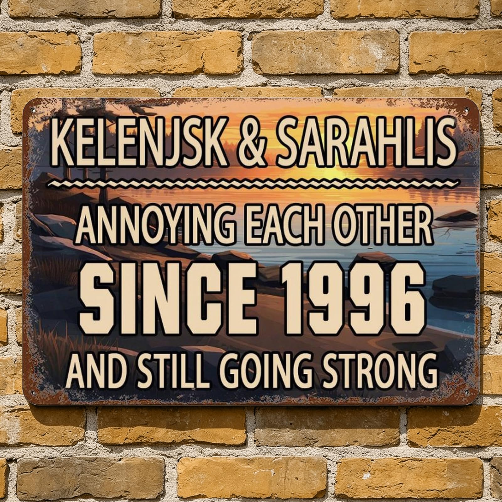 Personalized Annoying Each Other Since And Still Going Strong Couple Metal Sign Plaque Wall Art, Custom Name Old Couple Anniversary Metal Sign Home Decor Gifts For Him Her Wife Husband (style 17)