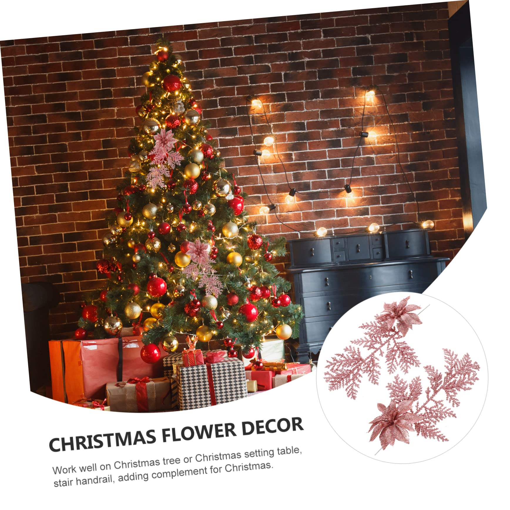 PRETYZOOM 5 Set Realistici Rami Di Pino Finti Di Natale Accessori Di Fiori Di Natale Artificiali Decorano Lalbero Di Natale Ghirlanda Centrotavola Decorazioni Per Le Feste 6 Pezzi * 5