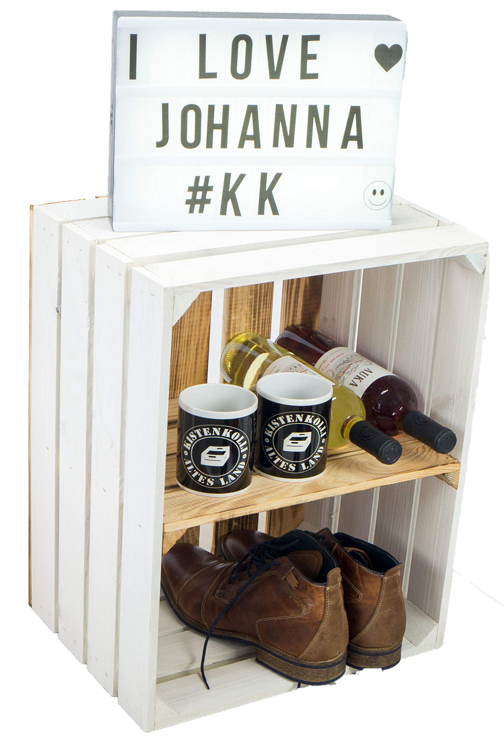 Kistenkolli Altes Land – Set 3 Scaffali Per Casse Di Frutta Johanna Fiammate – 50x40x30 Cm