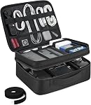 Bagsmart Electronic Organizer, Large Double Layer Cable Bag, Travel Organizer Bag, Electronics Accessories Storage Cases for iPad,Cables, Chargers, Hard Drive, Game Cards
