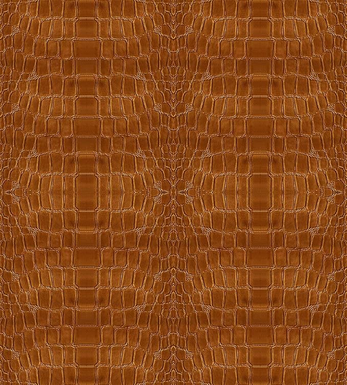 Vintage Dark Brown Faux Crocodile Print Wallpaper Peel and Stick 17.7"x78.7" Self Adhesive Removable Waterproof Contact Paper Renter Friendly for Bathroom Living Room Office Wallpaper