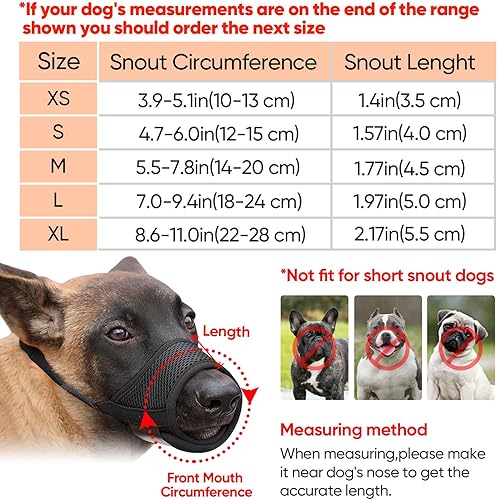 Miniatura 2 de Heele - Bozal para perro de nailon, suave bozal anti mordeduras y ladridos, de malla transpirable para mascotas y perros pequeños, medianos y