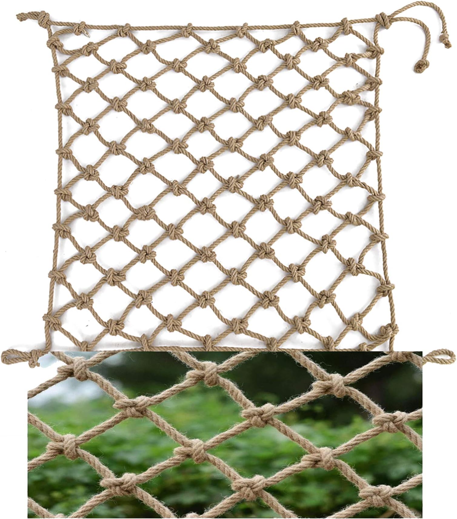 Background Wall Decorative Net Hemp Rope Netting Safety Net Safe Staircase Ceiling Decorative Nets,Hammocks,Diameter 4mm,Mesh 8cm Hemp Rope Net