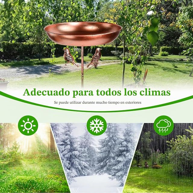 Foto 6 de 8 de UHETLET Comedero para Pájaros Exterior Φ 30 x 80 cm, Comedero y Bebedero para Pajaros con Pie