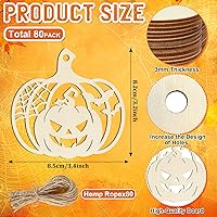 Vista 16 de 80 piezas de adornos de madera de primavera para pintar, 8 estilos de adornos de madera sin acabado para bricolaje, cortes en blanco