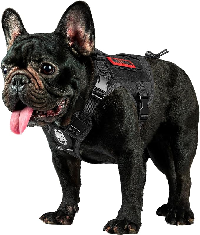 Peitoral Vest Tático para Cães OneTigris com Alça e Sistema MOLLE Preto Tamanho S