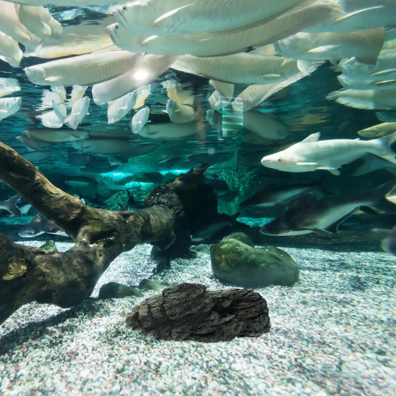Piedra de Simulación para Acuario, Adorno de Resina Negro
