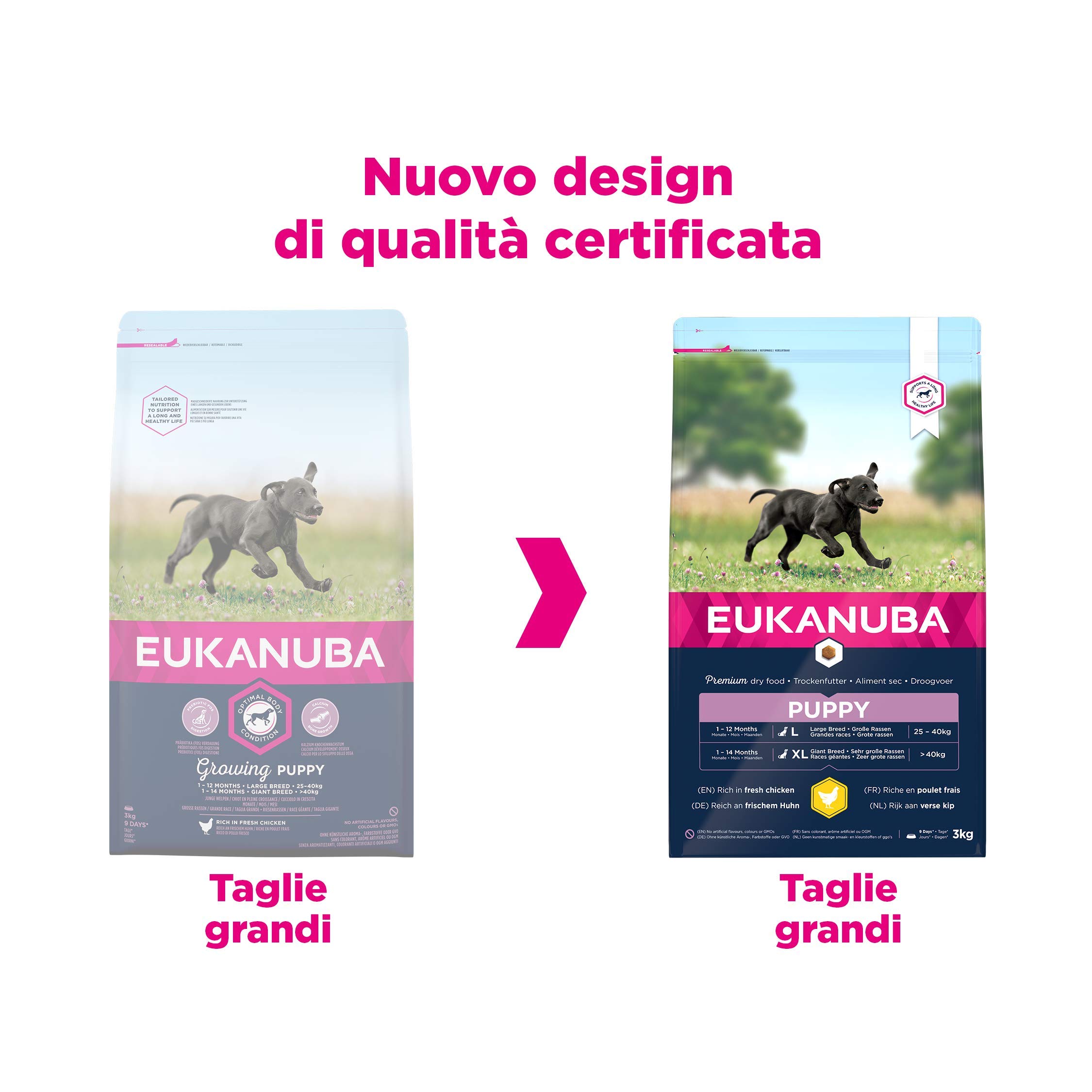 EUKANUBA Alimento Completo per Cuccioli di Taglia Grande al Pollo, Brown, 3 kg (Confezione da 1)